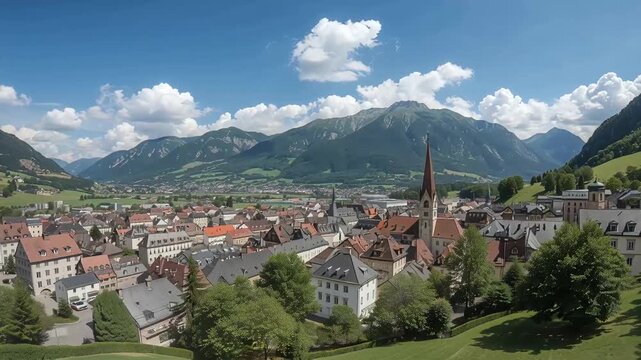 Vaduz capital of the Principality of Liechtenstein stunningly beautiful summer panorama