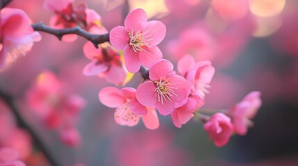 Obraz premium Delicate pink blossoms on branches