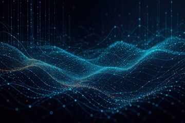 Dynamic particle wave technology visualization with flowing data streams and digital connectivity