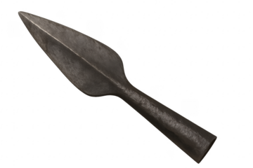 Ancient metal spearhead isolated on transparent background
