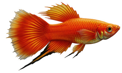 Fototapeta premium A detailed illustration of a swordtail fish (Xiphophorus hellerii) on a transparent background, seen from the side