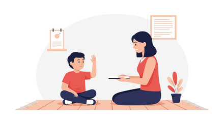 Innovative Teaching Mother With Son Using Digital Learning At Home