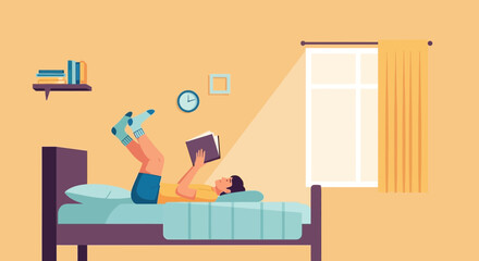 Person Relaxing At Home Reading A Book In Sunlight Filled Room