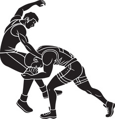 Fototapeta premium Vector illustration of wrestlers in action depicting dynamic grappling and competitive combat