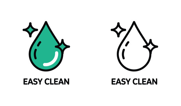 Easy Clean Icon Set Representing Cleaning Product Attributes and Surface Maintenance Features
