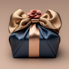 Chuseok, Luxurious navy bojagi with golden ribbon and rose