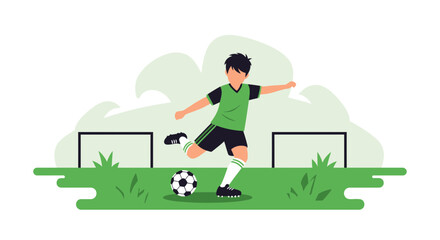 Fototapeta premium Young Soccer Player Ready To Kick The Ball At The Stadium