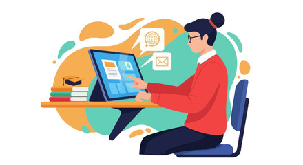 Young Student Learning Online Using Tablet for Education Purpose Concept