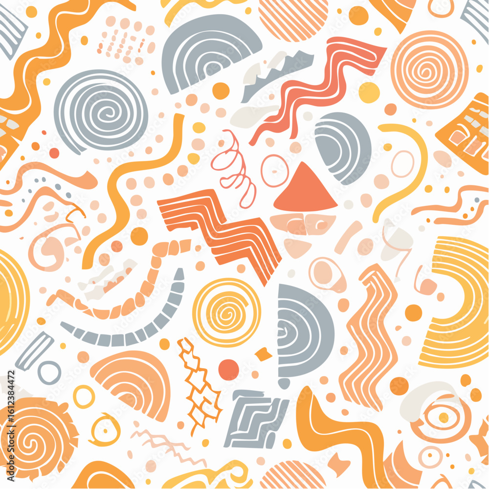 Poster memphis geometric seamless pattern. multicolor abstract background in retro 80s, 90s style with vari