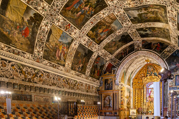 Badajoz, Spain. July 27, 2025. Photograph of the frescoed vault in the Hermitage of Our Lady of...