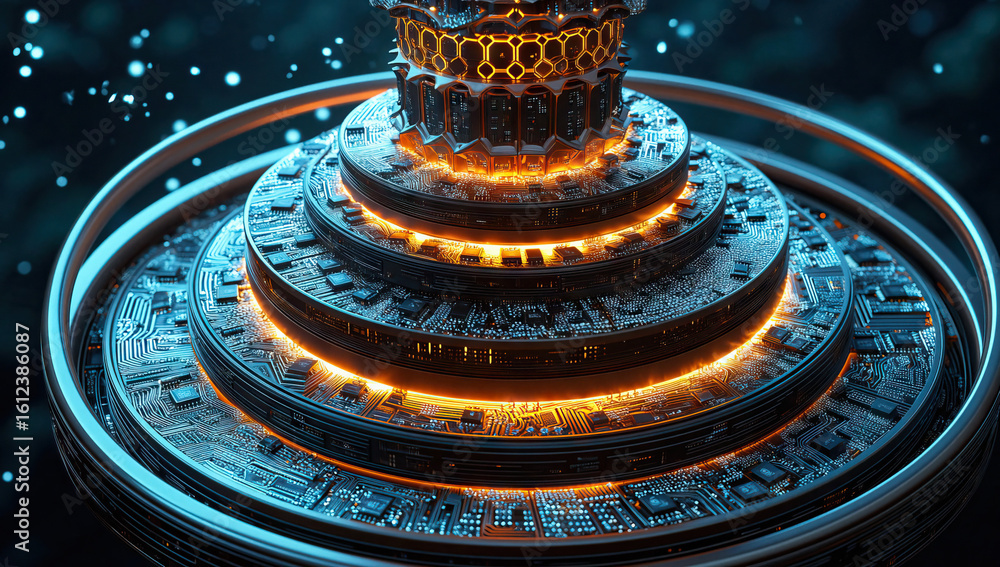 Aufkleber layered circuit board structure with hexagonal crown