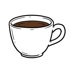 Obraz premium Coffee cup filled with dark beverage in hand-drawn flat vector illustration 