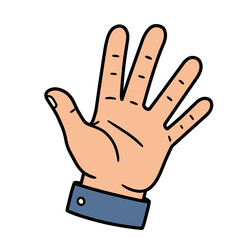 Obraz premium Unstretched human hand showing five fingers in flat vector illustration 