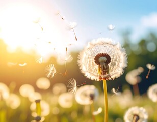 Fototapeta premium Dandelions in the breeze