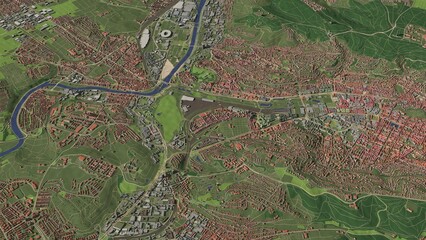 3D illustration of city and urban in Stuttgart Germany