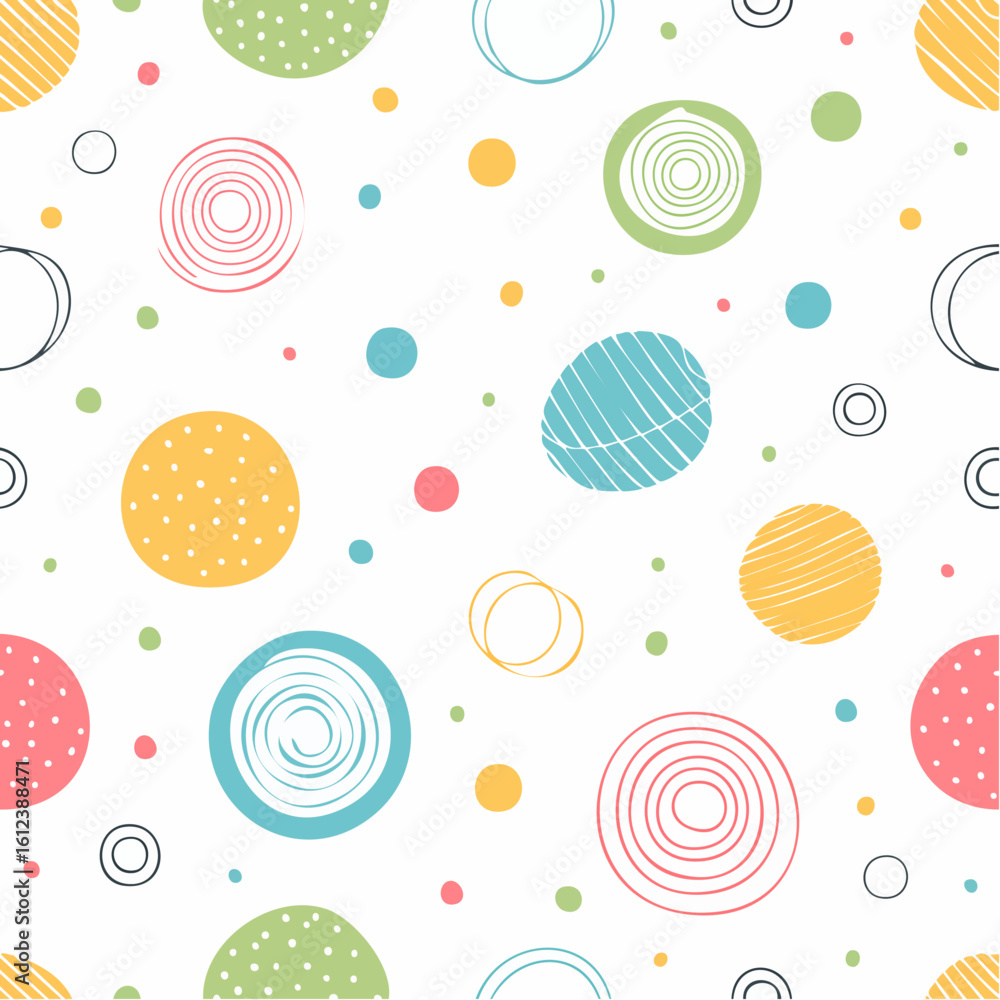 Poster seamless doodle geometric pattern. abstract modern background with circles and curves. hipster memph