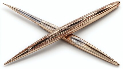 Elegant Rose Gold Pen and Mechanical Pencil Set on White Background