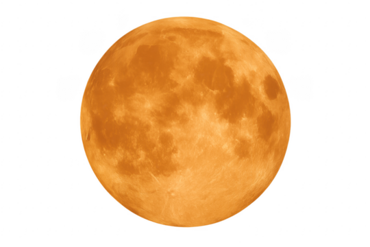 Full orange moon isolated on transparent background shining bright - Powered by Adobe
