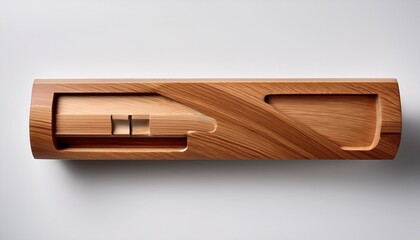 rectangular double slotted wooden look cabinet pull