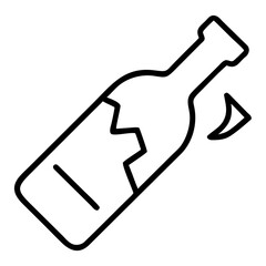 Obraz premium Broken bottle icon with a jagged edge and shard on transparent background 