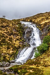 Eas a' Bhradain Waterfall, Blackhills Waterfall, Loch Ainort, A87 road, Isle of Skye, Scotland, England	
