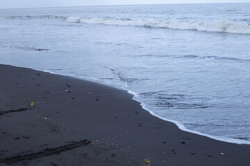 Gentle Waves on a Minimalist Black and White Beach