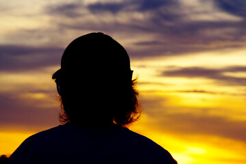 Backshot of silhouette of people during sunset