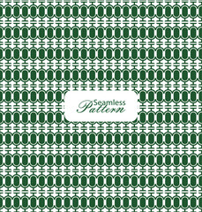 Seamless pattern of green oval shapes connected by geometric lines on white background