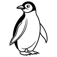 Vector art of a charming penguin isolated on white background, showcasing its adorable features in a clean and simple line drawing