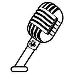Vector art of a classic retro microphone stands isolated on white background, ready to capture the perfect vocal performance