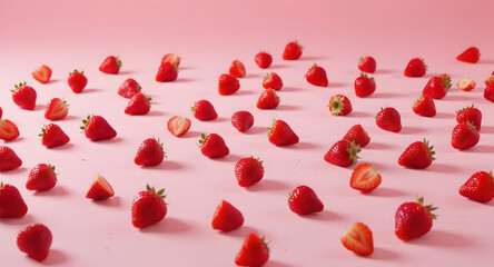 Strawberry pattern on pink background