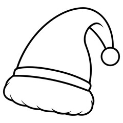 Vector art of a simple black and white santa hat with fur drawing isolated on white background, perfect for christmas designs