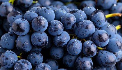 Close-up of a cluster of dark blue grapes