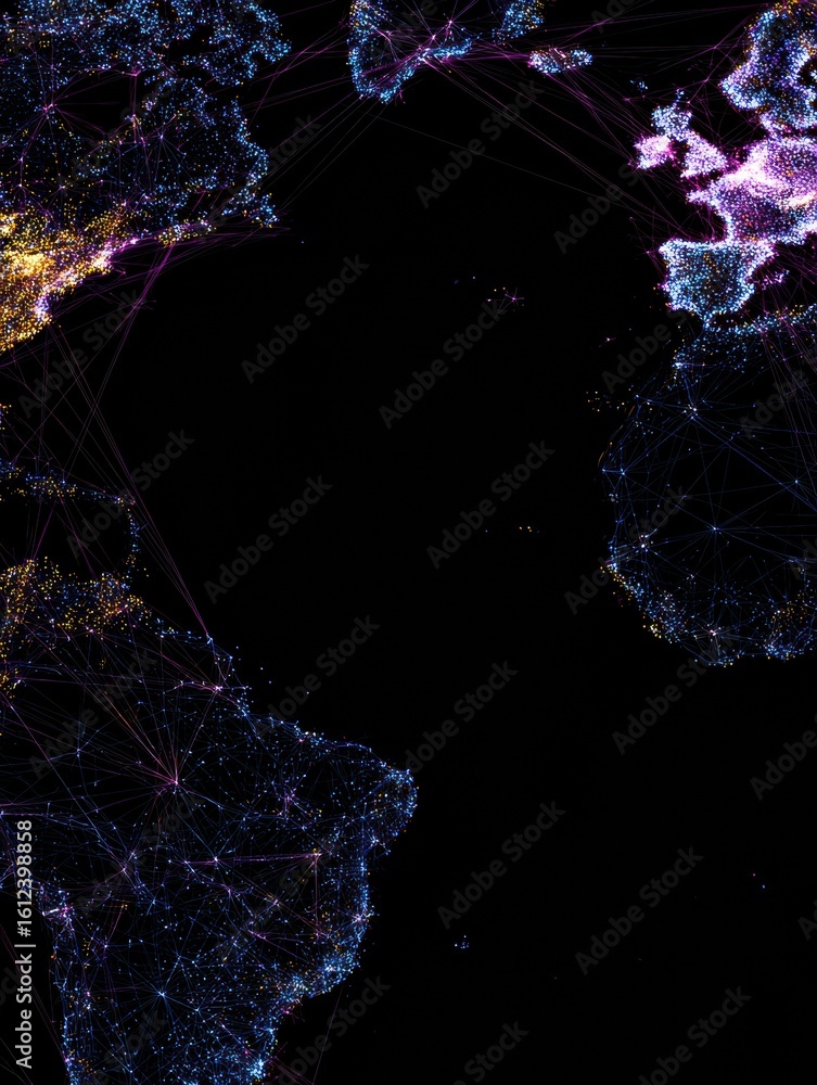 Aufkleber global learning network connecting students through illuminated pathways across continents and count