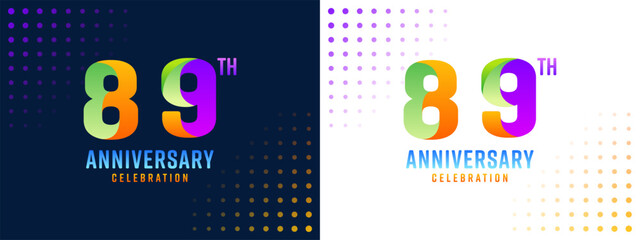 89th anniversary background with colorful numbers