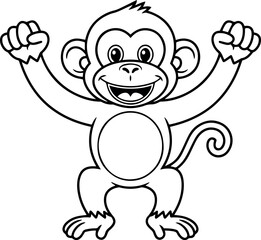Fototapeta premium Clean and modern vector cartoon monkey vector illustration for kids coloring page animal drawing outline happy cute monkey image design