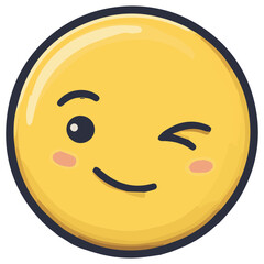 Fototapeta premium Clean and modern vector download wink emoji vector illustration yellow face expression happy character graphic smiley emoticon design 100