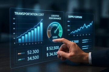 Analyzing data on a modern digital interface, illustrating trends and statistics