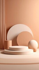 Fototapeta premium Beige geometric display podium