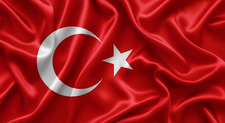 Obraz premium Textured türk bayrağı waving in the wind. A patriotic symbol of Turkey, it evokes feelings of national pride and unity. Great for illustrating Turkish culture and travel destinations
