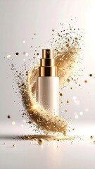 Cream bottle in golden spiral