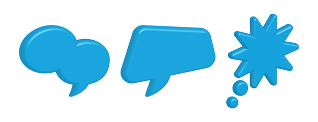 3D Blue Speech Bubbles Collection