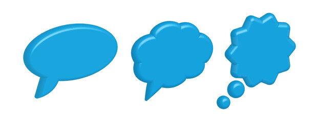 3D Blue Speech Bubbles Collection