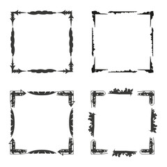 Ragged frame icon. Distressed border symbol. Black rough edge. Vector flat design.