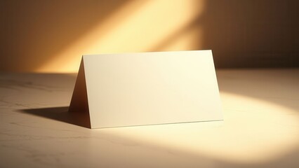 Blank tent-fold card in dramatic warm lighting
