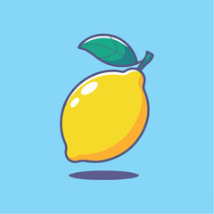 Clean and modern vector  isolated cartoon lemon vector illustration fresh citrus fruit with leaf healthy food ingredient design art