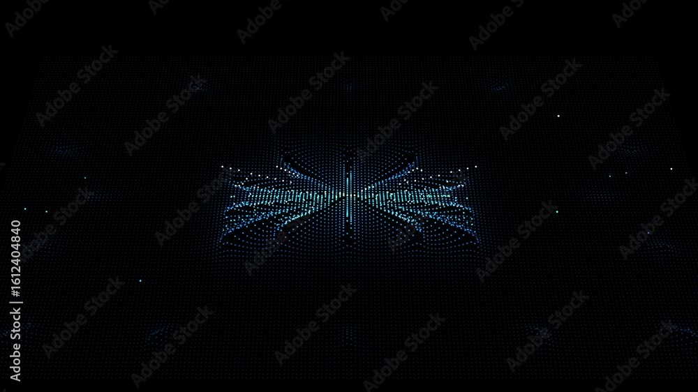 Poster futuristic neon blue digital data array background loop