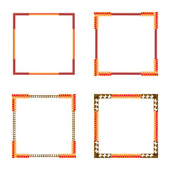Stylized border icon. Drop shaped pattern. Bright corner detail. Vector square frame.