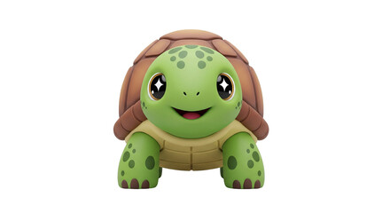 Cute cartoon turtle illustration animal character on transparent background
