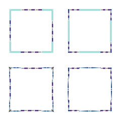 Fine border shape. Minimal drop ornament. Symmetric green pattern. Vector corner frame.